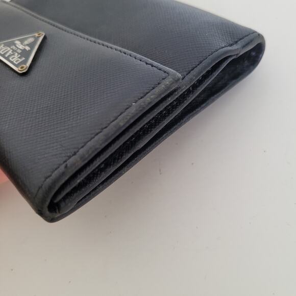 PRADA Black Nero Saffiano Leather Wallet Large Bifold Compact Unisex Authentic - Picture 14 of 14